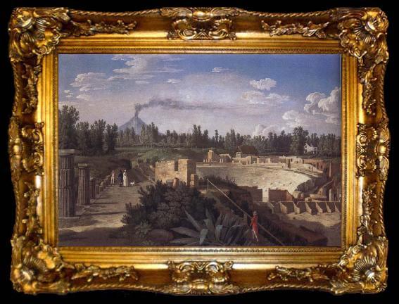 framed  Jakob Philipp Hackert View of the Ruins of the Antique Theatre of Pompei, ta009-2